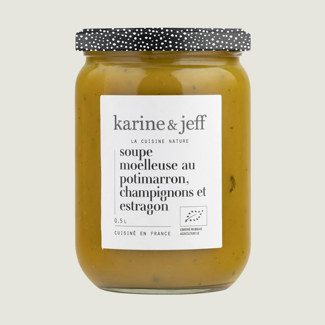 Samtsuppe mit Hokkaido-Kürbis, Pilzen und Estragon (2)