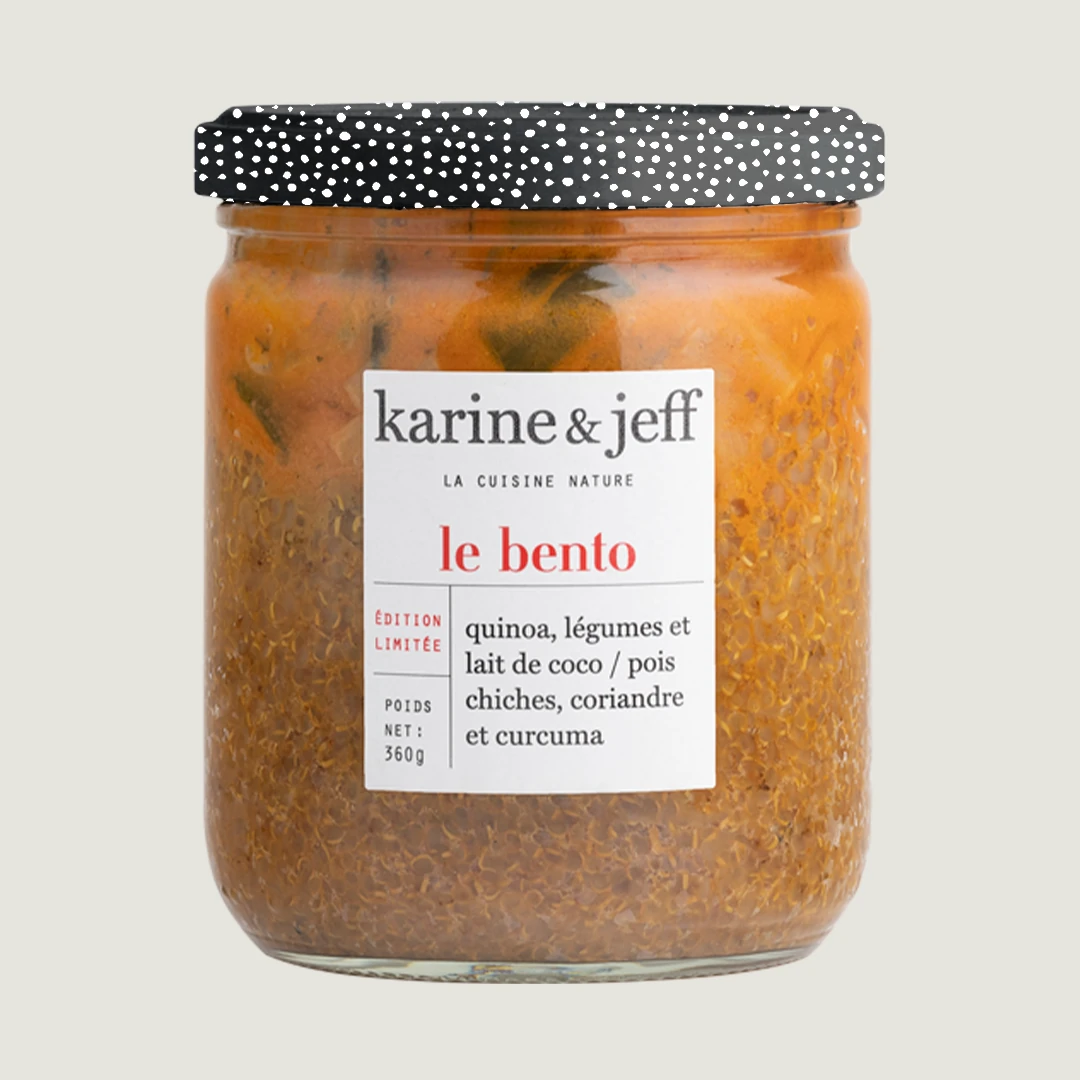 Quinoa, Gemüse und Kokosmilch / Kichererbsen, Koriander und Kurkuma