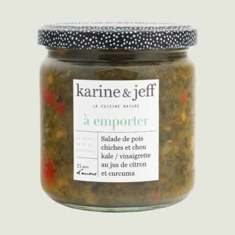 Kichererbsen-Grünkohl-Salat / Vinaigrette mit Zitronensaft und Kurkuma