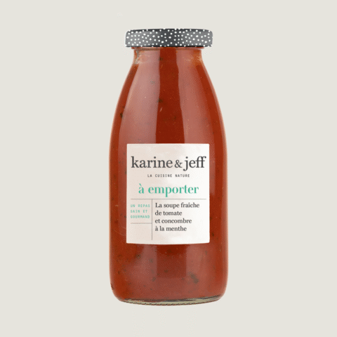 La soupe fraîche de tomate et concombre à la menthe 1/4L
