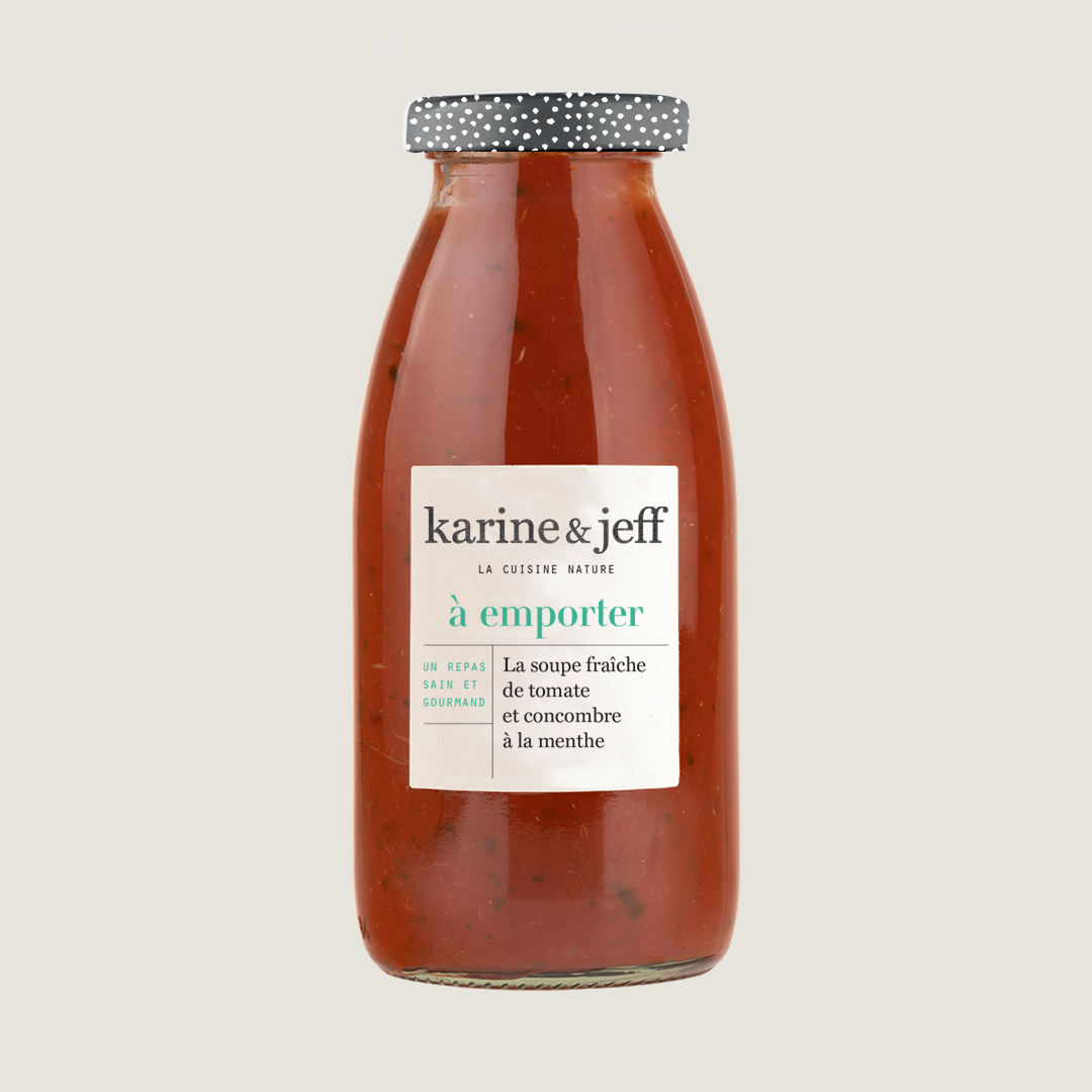 La soupe fraîche de tomate et concombre à la menthe 1/4L